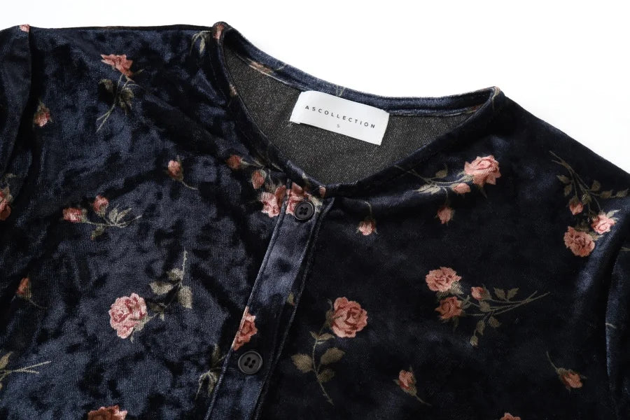 velvet print shirring woman dress elegance lady dressy wear