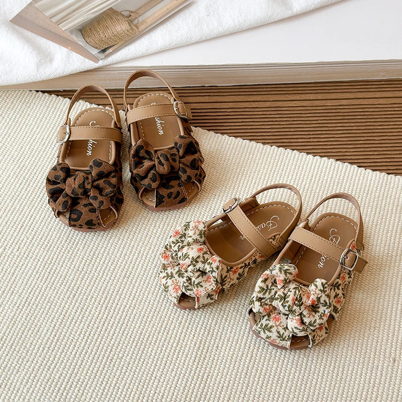 Summer Baby Girls Sandals Children Floral Bow Princess Shoes Soft Non Slip Toddler Kids Beach Shoes Comfortable Infant Sandals