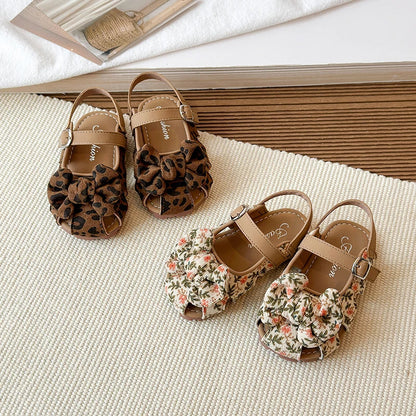 Summer Baby Girls Sandals Children Floral Bow Princess Shoes Soft Non Slip Toddler Kids Beach Shoes Comfortable Infant Sandals