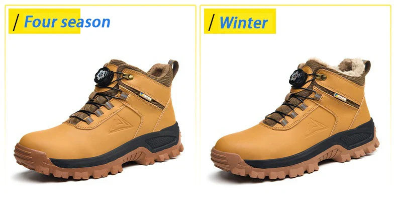 Brown Waterproof Safety Boots Men Indestructible Steel Toe Work Boots Anti-smash Stab-resistant High-top Knob Adjustable
