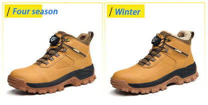 Brown Waterproof Safety Boots Men Indestructible Steel Toe Work Boots Anti-smash Stab-resistant High-top Knob Adjustable