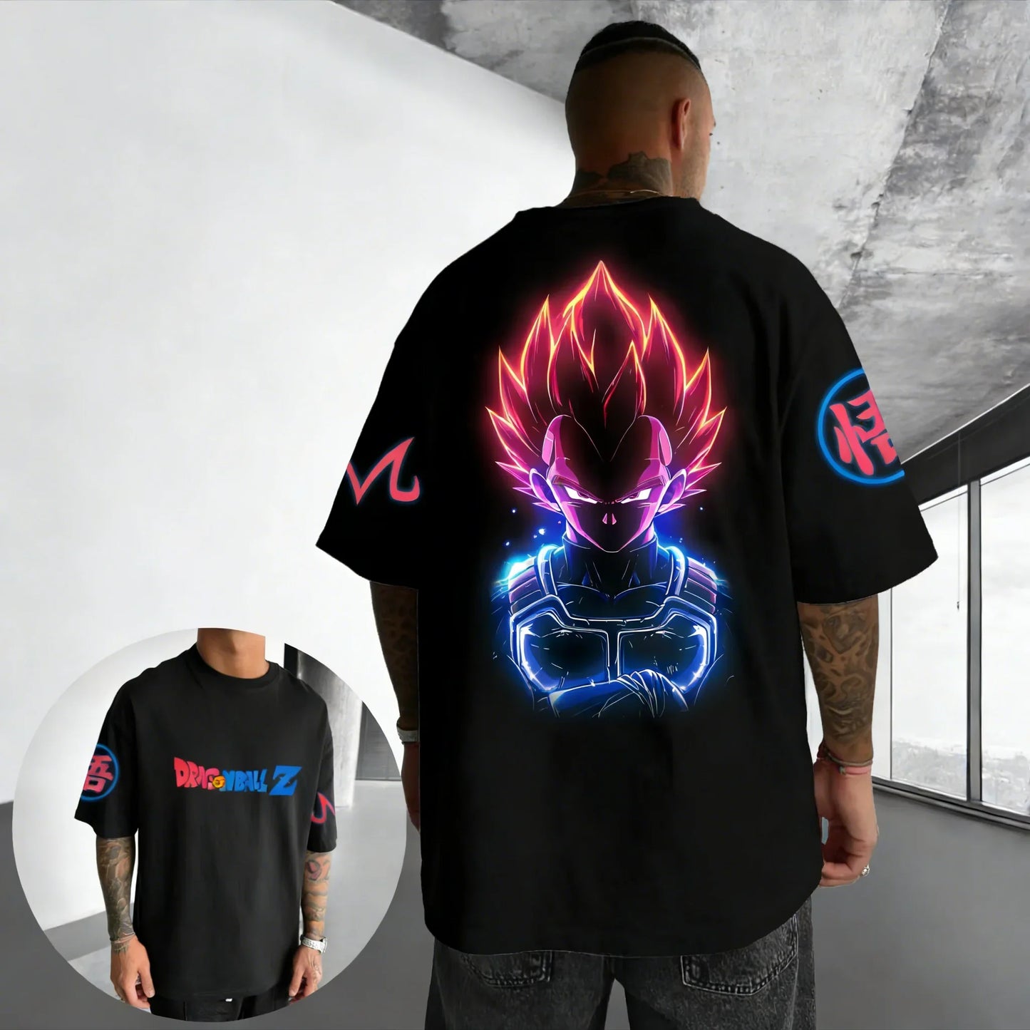 T-shirt Summer New Vegeta Print Men and Women Harajuku Loose Casual Parent-child Short Sleeved Shirt
