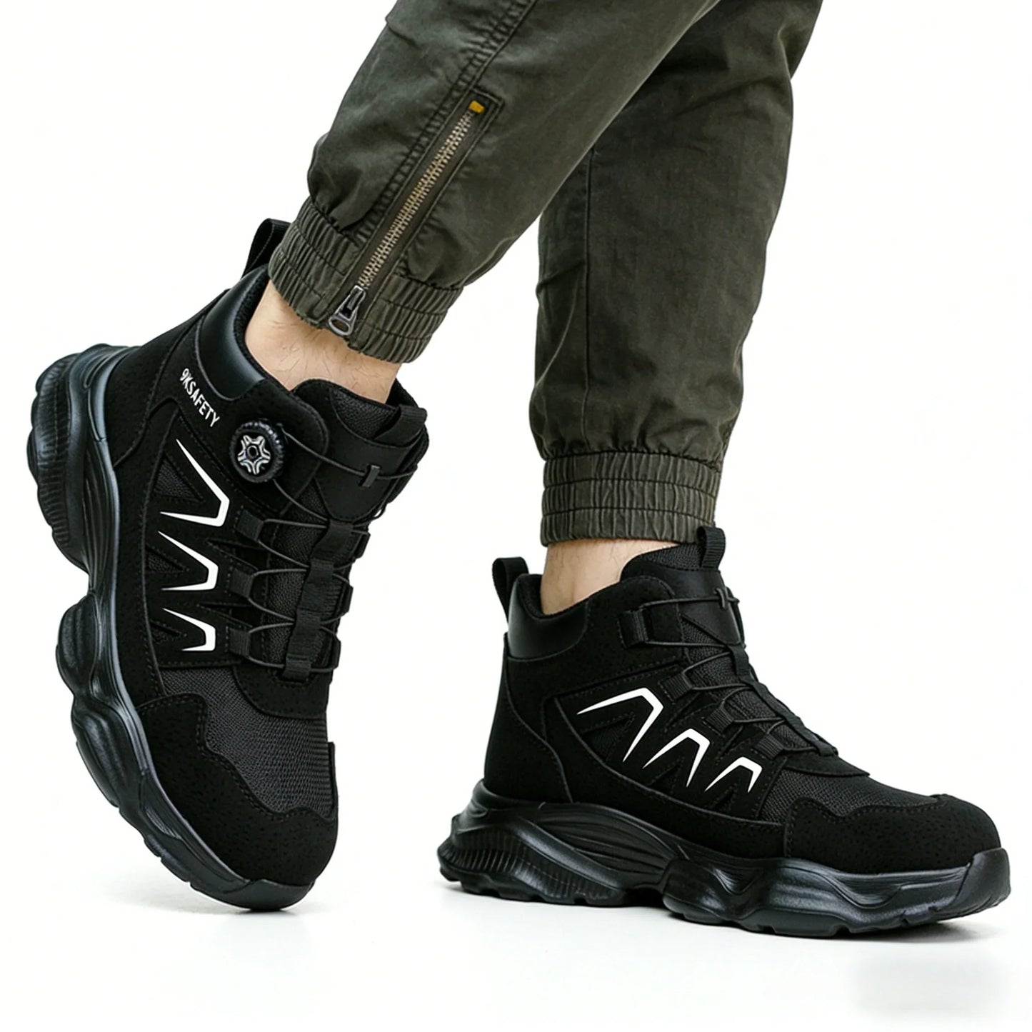 Rotating Button Fashion Sneaker Safety Shoes For Men Anti-Puncture Men's Work Shoes NO Slip Construction Working Boots Steel Toe