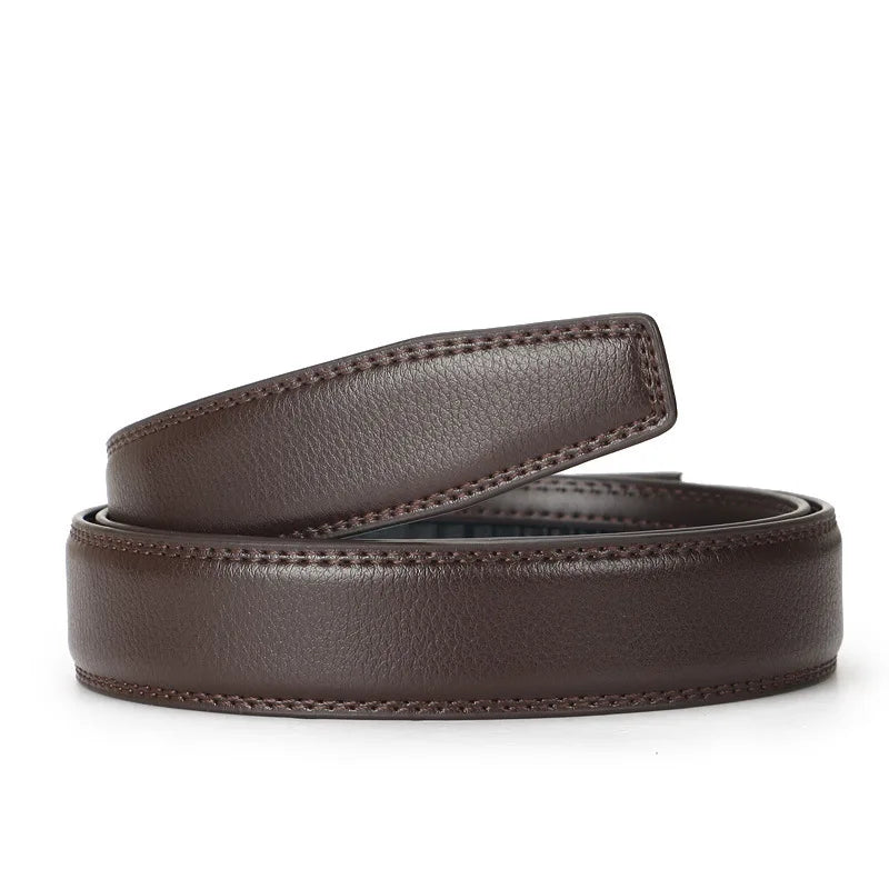 Men's Genuine Leather Belt Adjustable Automatic Buckle Belt Black/Brown Ratchet Belt High-Quality Business Casual Belt for Men