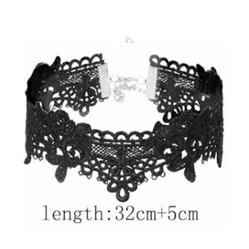 Punk Black Sexy Lace Chokers Necklace For Women Fashion Retro Clavicle Chain Halloween Collar Choker Steampunk Gifts