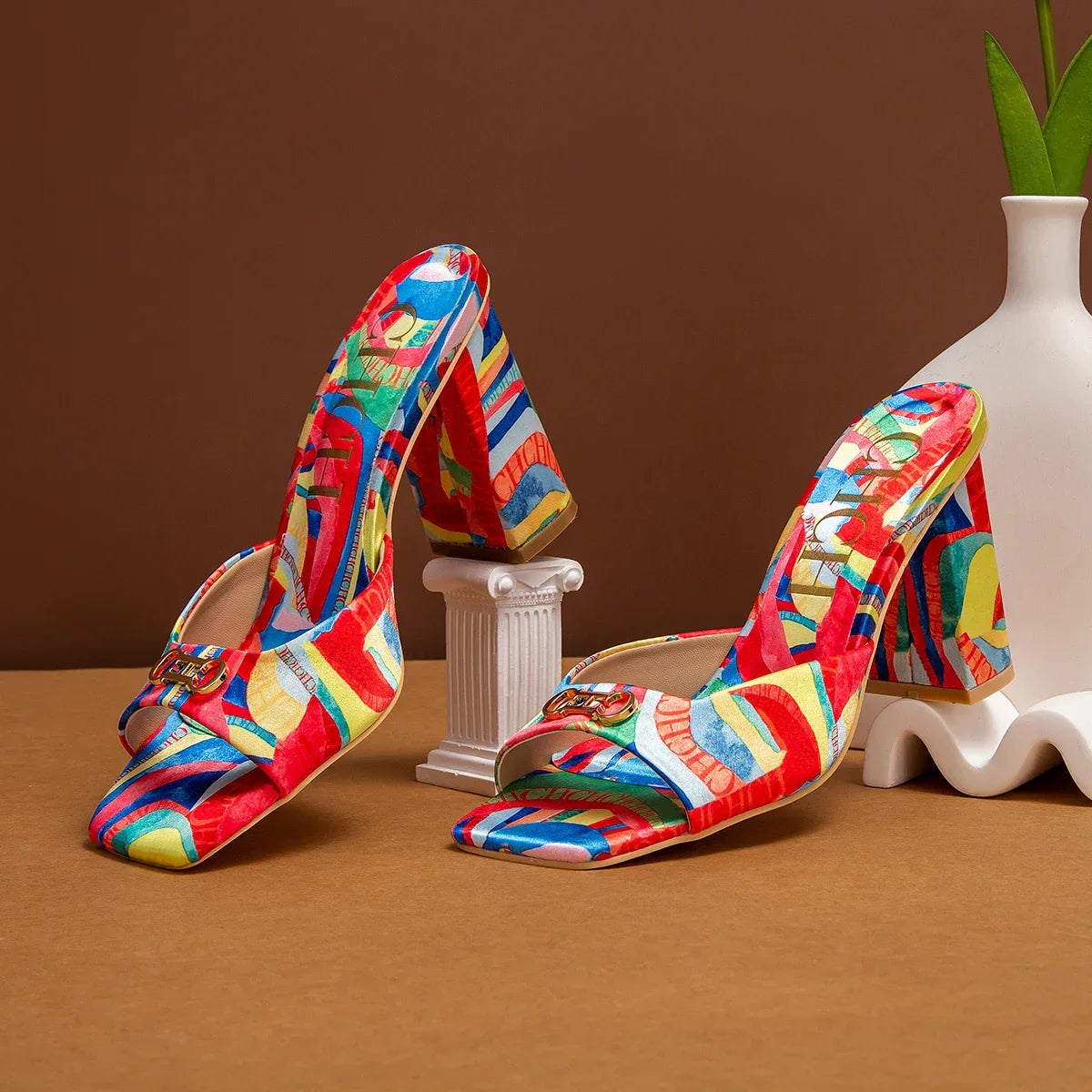 Woman shoes Thick Heel Sandals Square Open Toe Sliding Sandals students