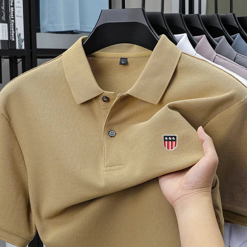 Luxury men's polo shirt brand embroidered short sleeved 100% cotton business casual skin friendly breathable summer new T-shirt