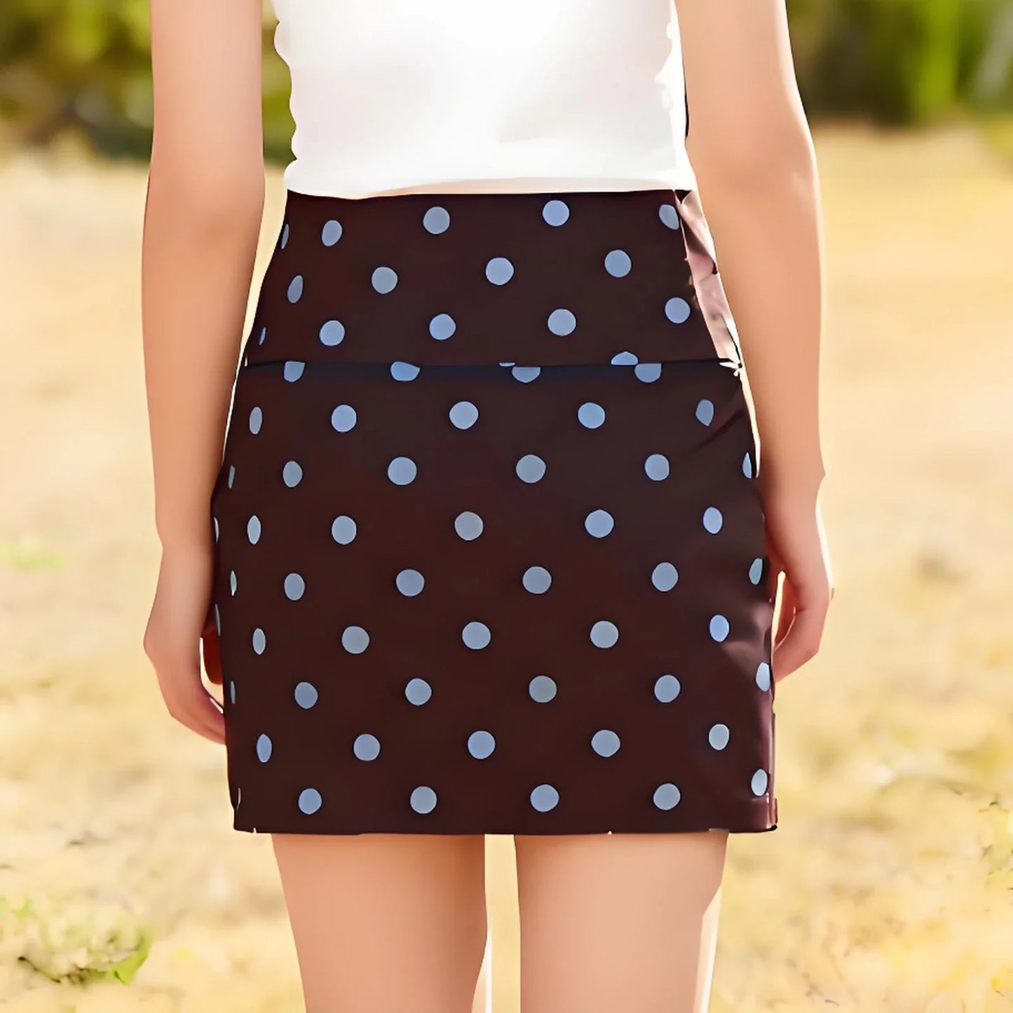 Women's Dot Mini Skirt Summer Fashionable Versatile Elastic Waist Bodycon Skirts
