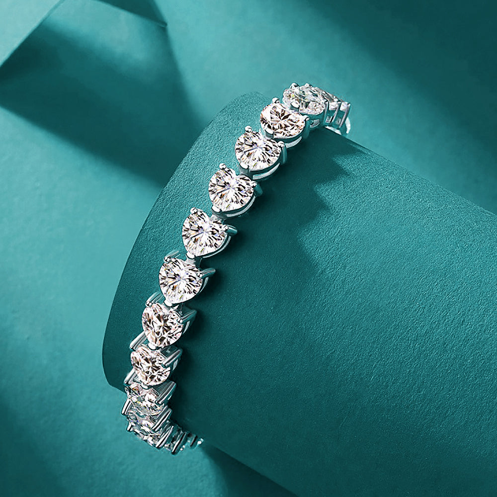 Heart Shape Moissanite Tennis Bracelets with Certificates 925 Sterling Silver Sparkling Diamond Bangle Fine Jewelry for Women