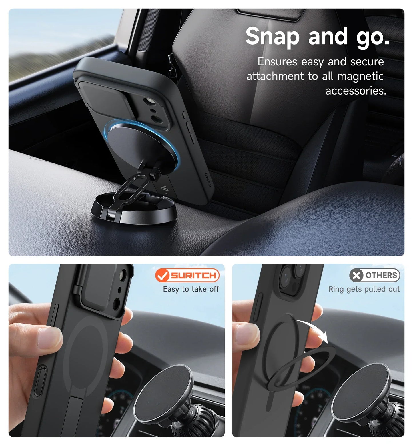 iPhone 17 Pro Max Case Magnetic Protective Cover with Camera Cover Adjustable Metal Kickstand