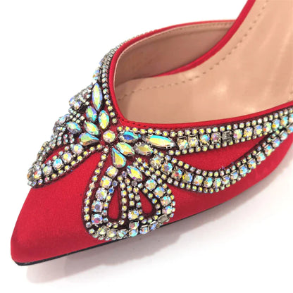 Yellow Classy Bowknot Pointed Toe Women's Shoes High Heel Elegant Sandals Shallow Mouth Shoes Bag Set Women
