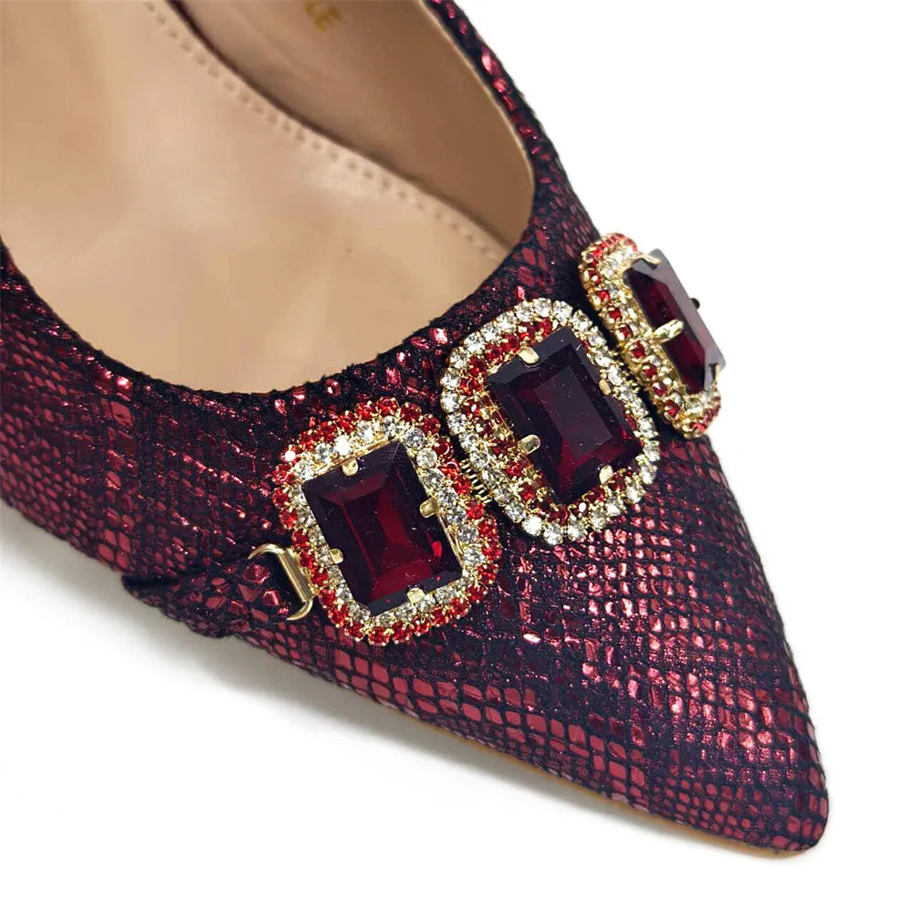 Ladies High Quality Women's Pumps And Bag Italian Fashion Design Dark Green Color Bag For Nigeria Wedding Party