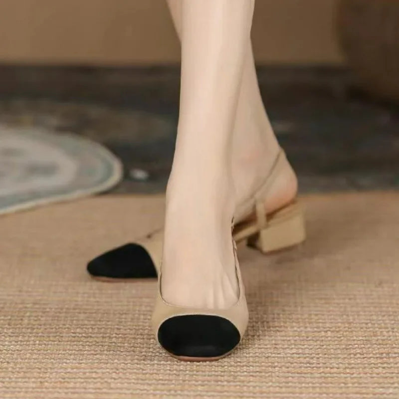 Summer New Fashion Low Square Heels Shoes Korean Color Matching Party Ladies Shoes Designer Chaussure Femme All-match Sandals