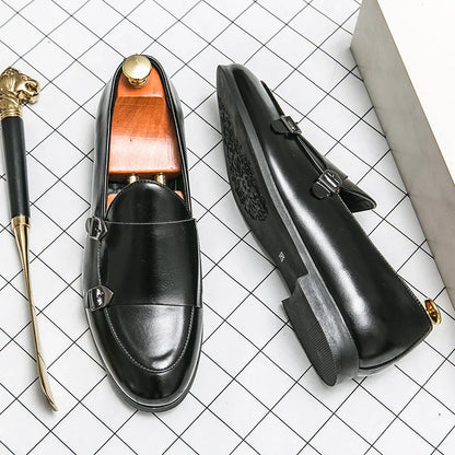 Man Leather Shoes Formal Monk Man Business Office Male Casual Dress Derby Shoes Buckle Wedding Party Luxury Botas Para Hombre