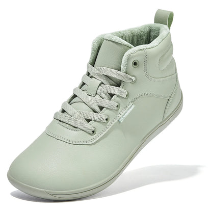 Unisex Winter Barefoot Shoes Womens Men Wide Toe Box Faux Fur Lined Ankle Sneakers Artificial Leather Lace Up Shoes