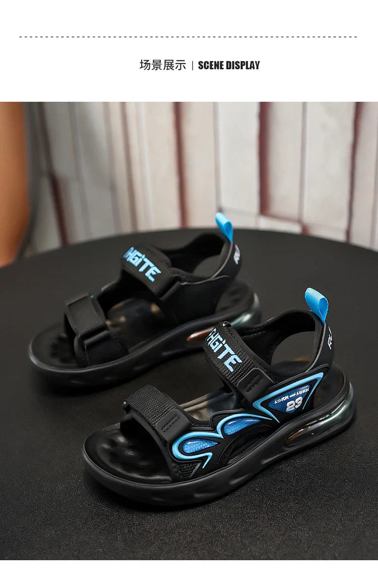 Summer Children's Sandals Outdoor Water Beach Breathable Speed Drying Shoes Boys Open Toe PU Air Cushion Sandals 28-39