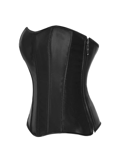 Black punk hot girl style strappy waist cinching bow corset for women  shaping top