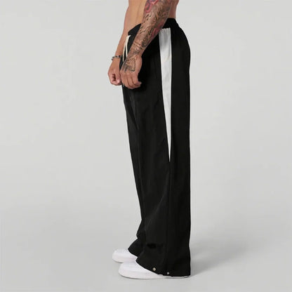 2025 Autumn New Track Pants Men's Loose Casual Pants Wide Leg Trendy Sports Splicing Breathable Pants American Sports Pants
