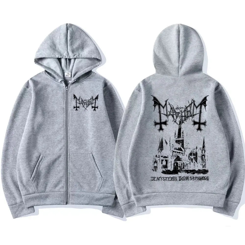 Mayhem De Mysteriis Dom Sathanas Album Zipper Hoodies Death Metal Gothic Zip Up Hoodie Men Women Oversized Fleece Hoody Jacket