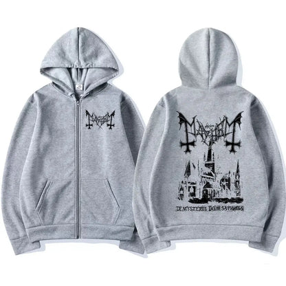 Mayhem De Mysteriis Dom Sathanas Album Zipper Hoodies Death Metal Gothic Zip Up Hoodie Men Women Oversized Fleece Hoody Jacket
