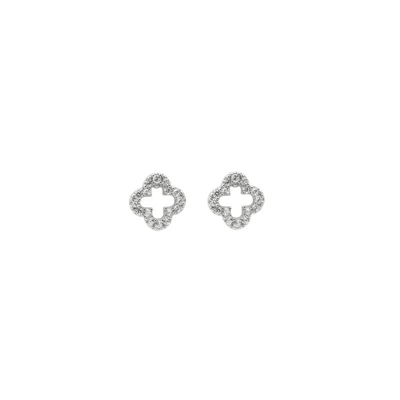 925 Sterling Silver Romantic Full Zircon Flower Screw Bead Stud Earrings for Women Fashion Sweet Party Piercing Jewelry