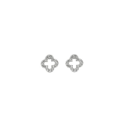 925 Sterling Silver Romantic Full Zircon Flower Screw Bead Stud Earrings for Women Fashion Sweet Party Piercing Jewelry