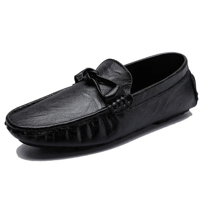 Genuine Leather Men Casual Shoes Black Mens Loafers Fashion Luxury Brand Lightweight Comfortable Slip on Boat Driving Shoes