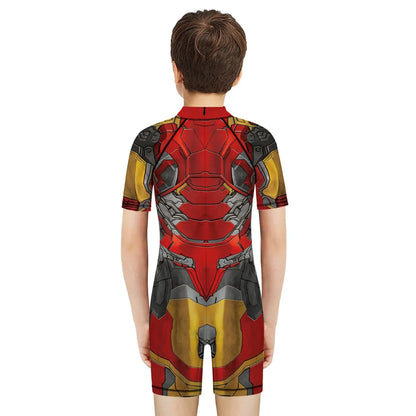 Children One Pieces Swimsuit Superhero 3D Print Playsuit Child Short Sleeve Swimwear Beach Bathing Suit Swim Wear For Boys Girls