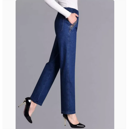 Elastic Jeans Summer Thin Large Loose Straight Denim Pants