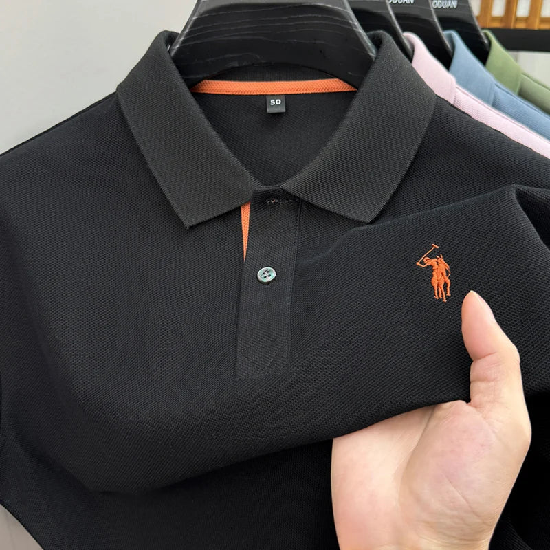 Luxury brand 100% cotton short sleeve polo shirt summer new trend Paul pony embroidery T-shirt business golf casual men's wear