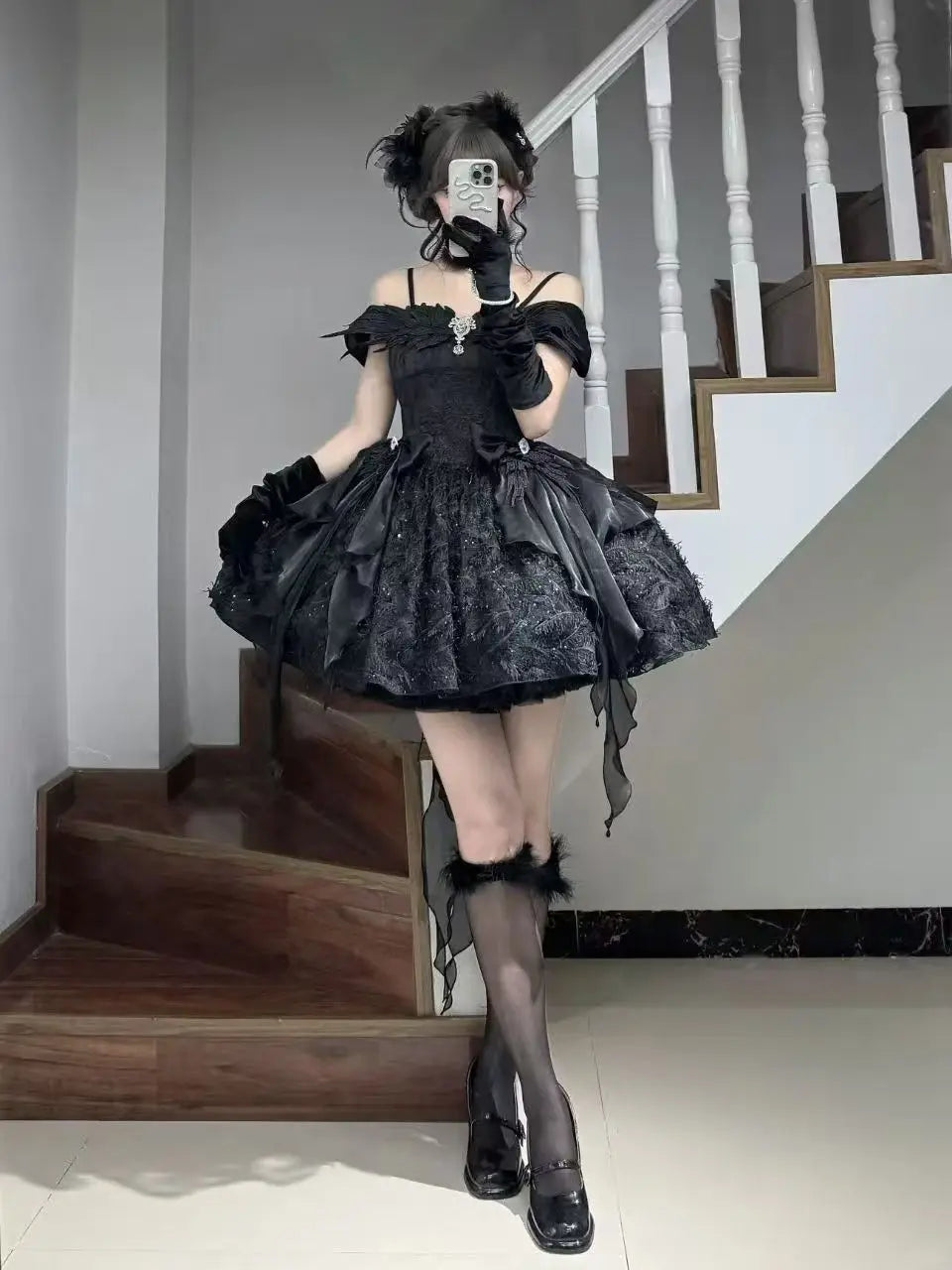Lolita Boneless Crinoline Petticoat Black Ultra Poof Soft Mesh Short Skirt Flight Heaven Underskirt for Kawaii Style 25-45cm