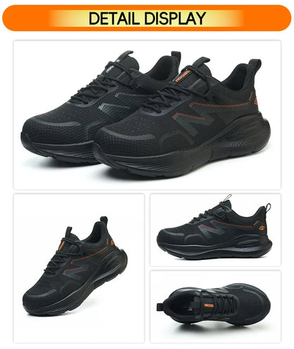 Work Safety Shoes Men Lightweight Indestructible Work Sneakers Security Steel Toe Shoes Safety Protective Boots Black Size 40-46