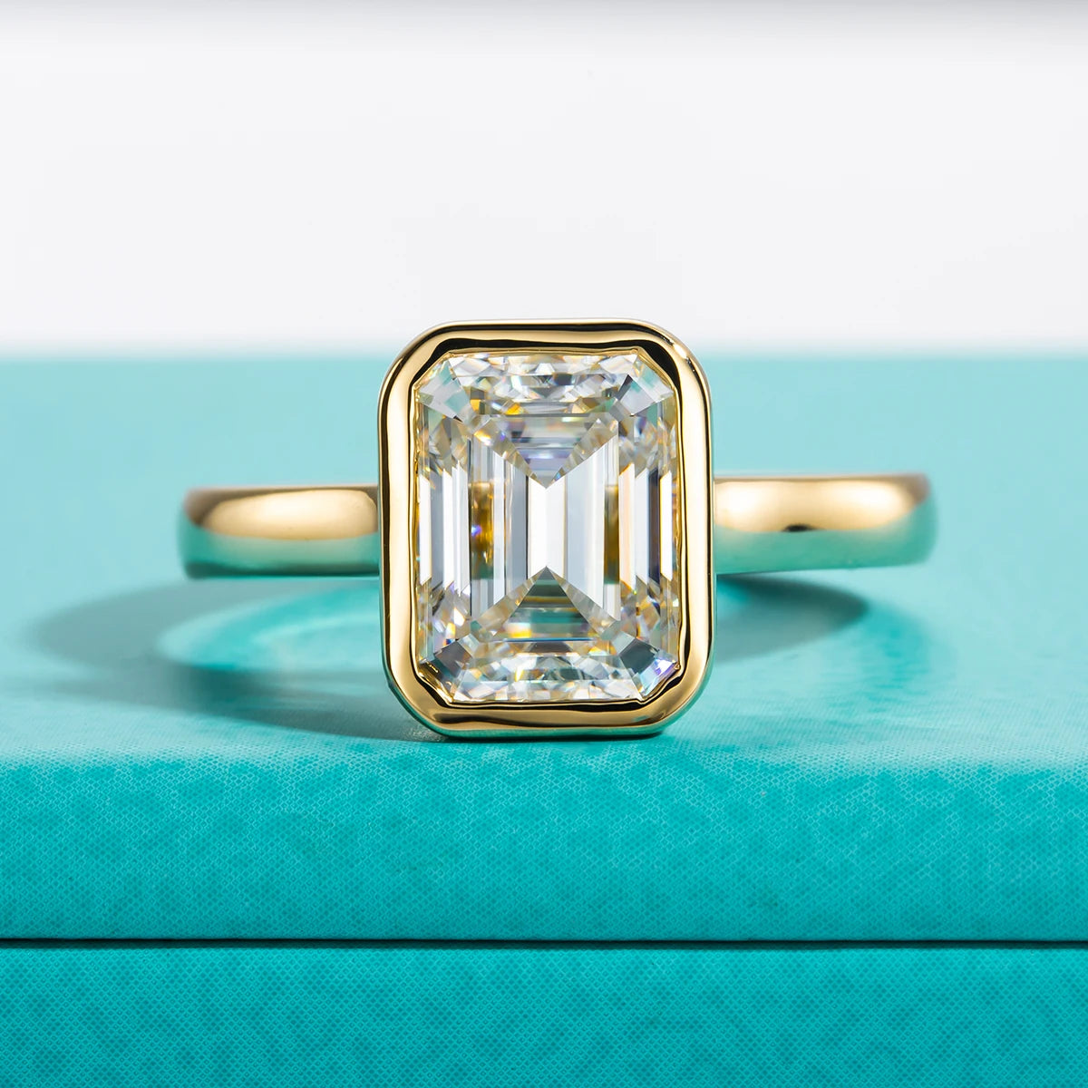 3ct Emerald Cut D Color Moissanite Engagement Ring Yellow Color 925 Sterling Silver Rings For Women Jewelry Wholesale
