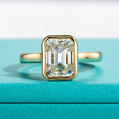3ct Emerald Cut D Color Moissanite Engagement Ring Yellow Color 925 Sterling Silver Rings For Women Jewelry Wholesale