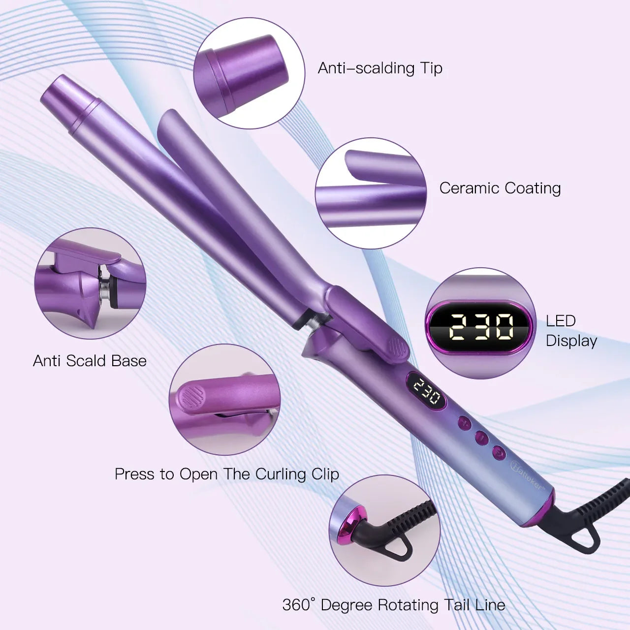 US Hair Curler Large Volume Does Not Hurt The Hair Perm Negative Ion 25mm Bangs Lasting Syling Electric Curling Iron