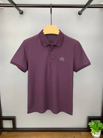 High end 100% cotton short sleeve T-shirt men's lapel top 2024 summer new designer brand embroidery fashion casual polo shirt