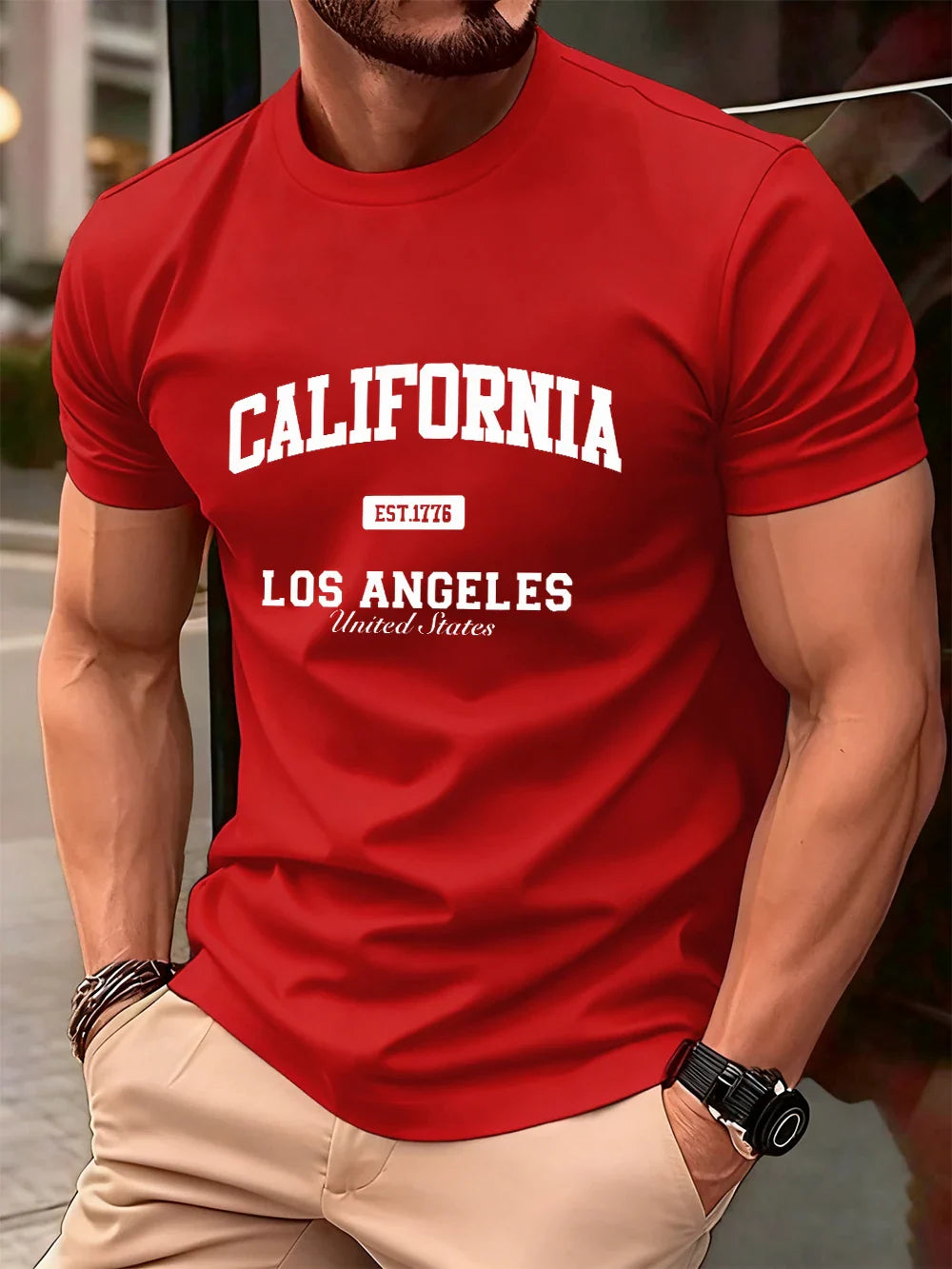 California Los Angeles Prints Mens T-Shirt Cotton Summer Short Sleeve Tops Soft Oversized O-Neck T Shirt Casual Male Clothes