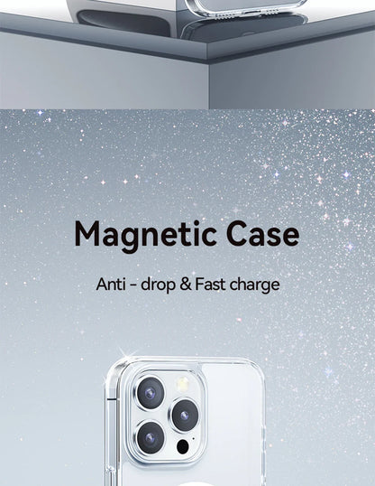 Magnetic Transparent Case For iPhone 15 14 13 Pro Max Case For Magsafe Wireless Charge Shockproof Cover Anti-fall