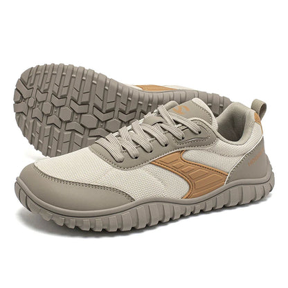 Wide Toe Running Shoes Unisex Minimalist Artificial Leather Walking Sneakers Lace Up Lightweight Breathable Shoes