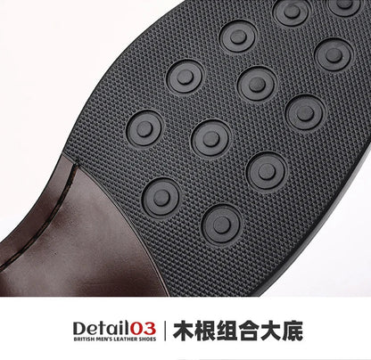 Men's Leather Shoes Genuine Leather High-end Brand One-pedal Formal Business 2025 New Shoes Glossy Doudou  Wedding  Dress Shoes