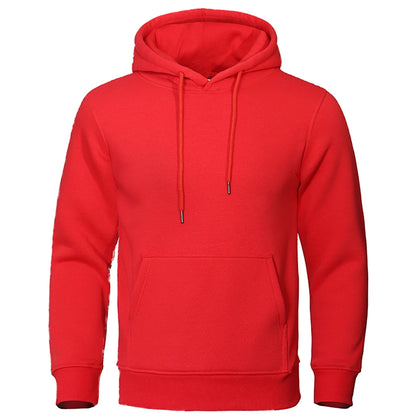 Solid Color Men Hoodies Fleece Warm Mens Sweatshirt Fashion Streetwear Casual Men's Loose Breathable Pullovers Brand Hoody