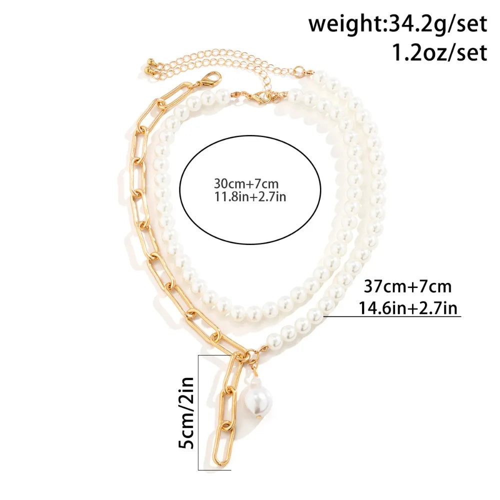 Elegant Irregular Imitation Pearl Beads Necklace for Women Vintage Party Wedding Tassels Choker Fashion Jewelry Accessories Gift