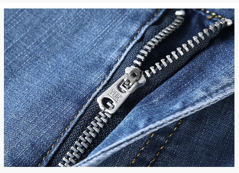 Men's Ice Silk Denim Cargo Pants Summer New Thin Business Casual Jeans Outdoor Y2K All Match Slim Fit Straight Elastic Jean Male