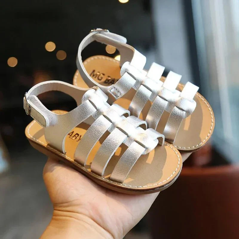 1-6 Years Children Summer Outdoor Beach Shoes Girls Princess Knitted Open Toed Sandals Gold, Silver, Black