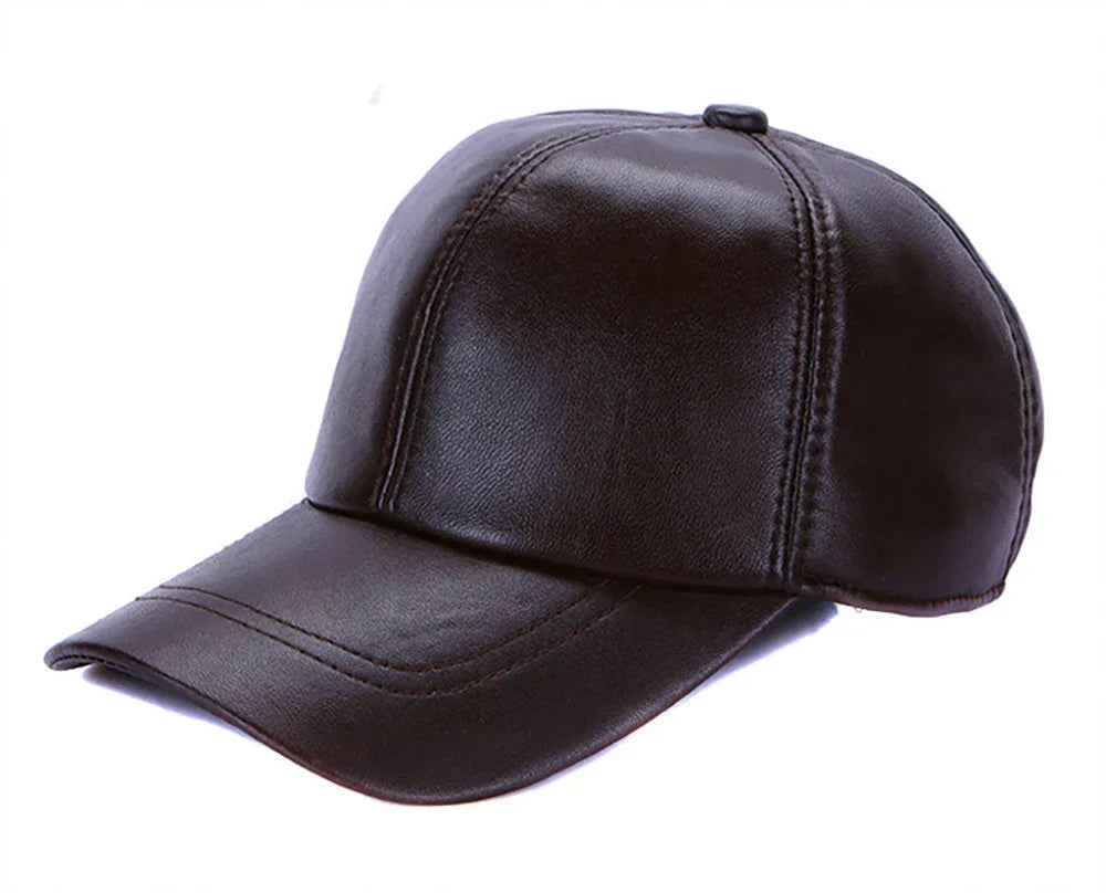 New 2026 Street Hip Hop Hat Leather Hat Fashion Adult Leather Hat Men's Warm Leather Baseball Cap Male Men Outdoor Windproof Hat