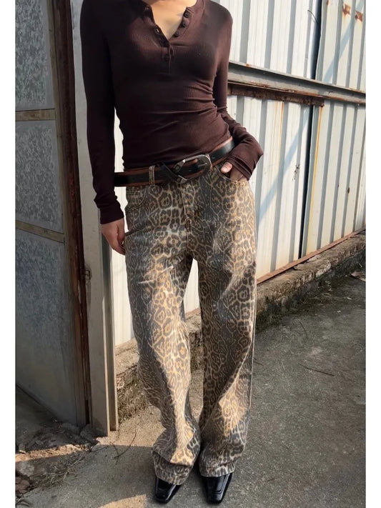 Women Hip Hop Streetwear Y2k Denim Trousers Grunge Aesthetic Wide Leg Jeans