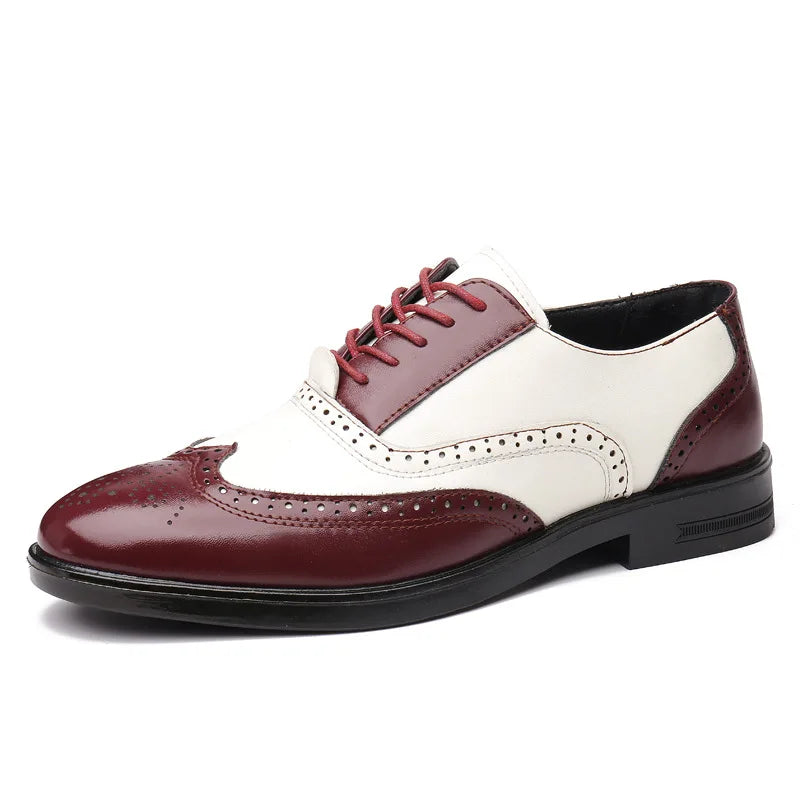 Retro Men's Oxford Shoes Fashion Block Carved Casual Shoes Social Shoes Male Business Dress Leather Shoe Zapatos Para Hombres