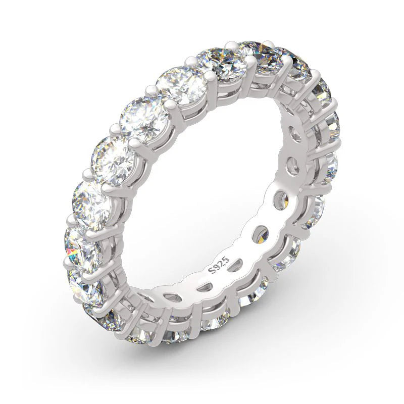 Personalized Moissanite Full Eternity Bands 925 Sterling Silver Ring For Women Girl Fine Jewelry 5mm 3mm D Moissanite Ring