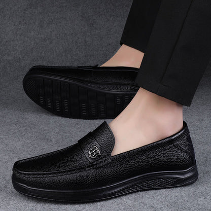 Genuine Leather Casual Shoes Men Handmade Slip on Platform Walking Shoes Outdoor Footwear Driving Loafers Breathable Sneakers
