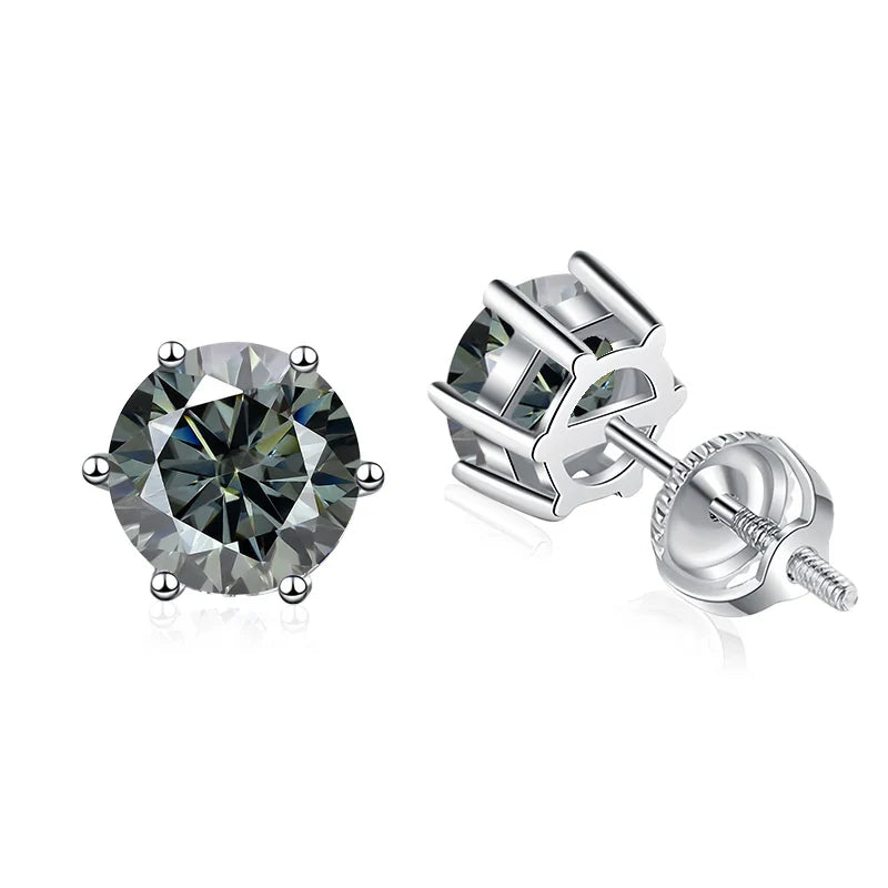 0.5ct 1ct Pink Grey Black Moissanite Earrings for Women 925 Sterling Silver Screw Earrings Women's Earrings Fine Jewelry